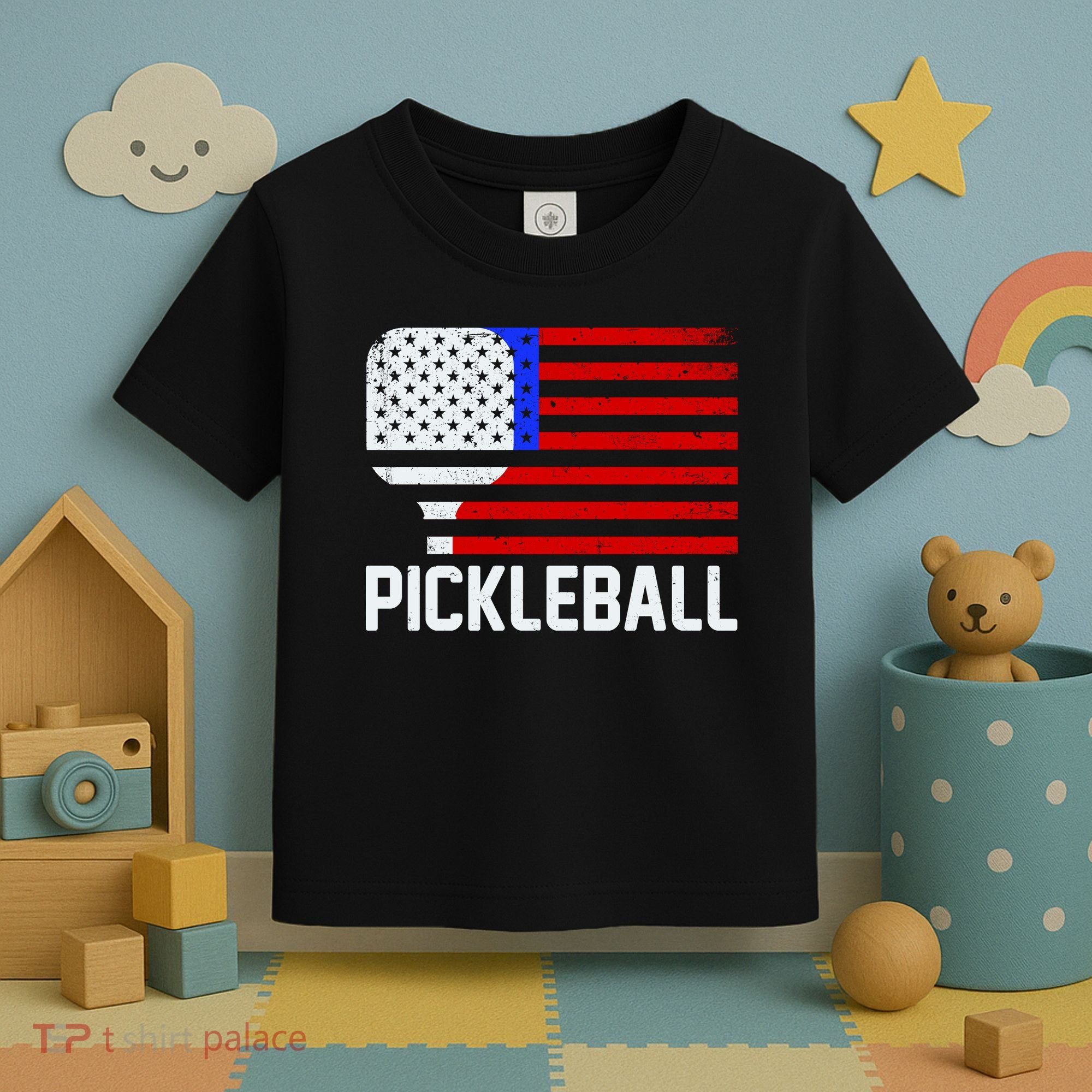 Pickeball USA American Flag Toddler T-Shirt