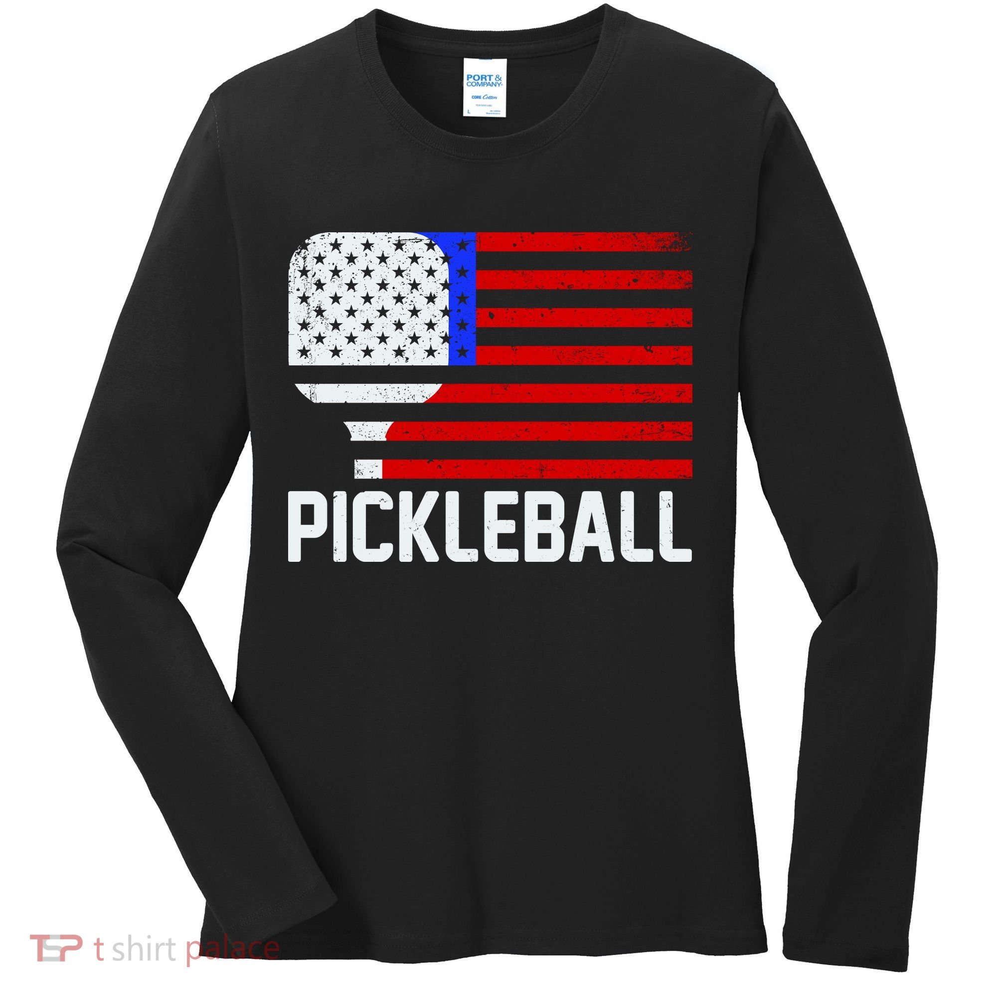 Pickeball USA American Flag Women's Long Sleeve Shirt