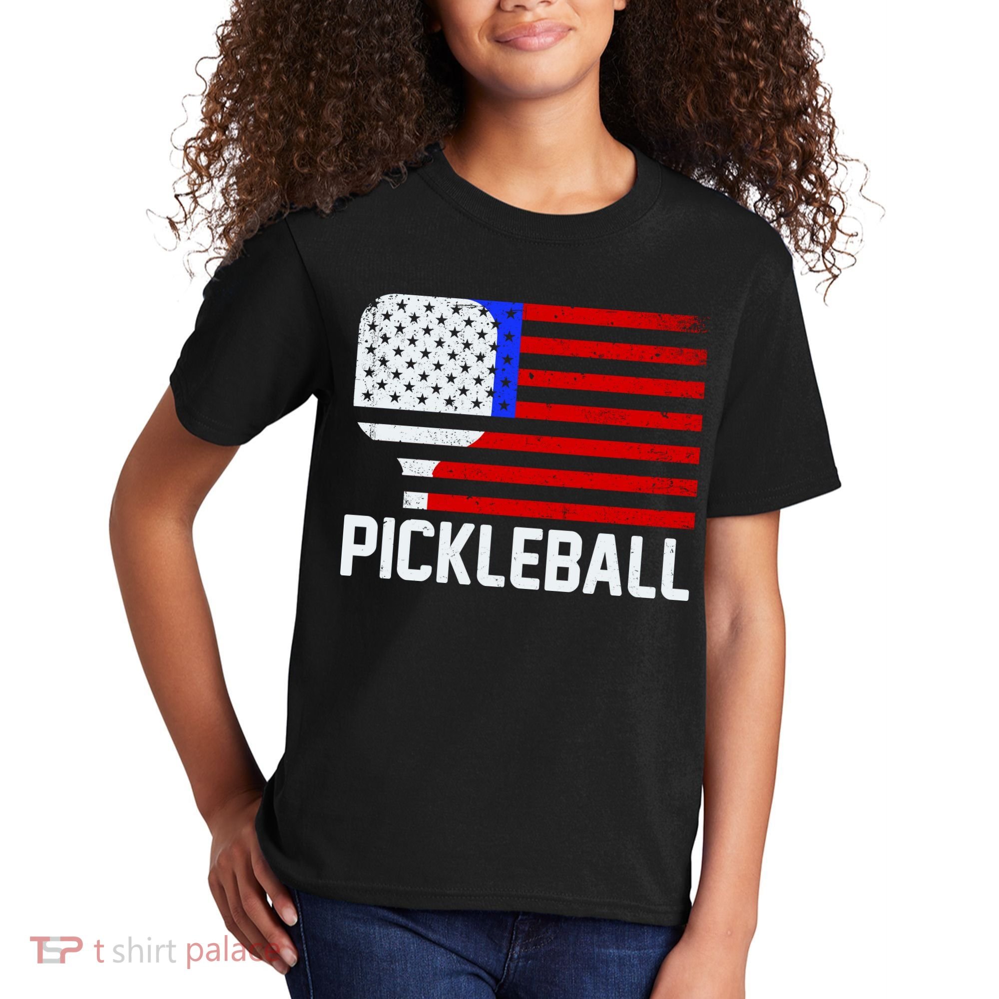 Pickeball USA American Flag Kids T-Shirt
