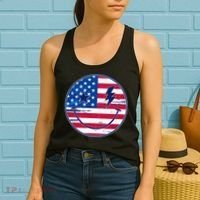 Patriotic USA American Flag Smiley Emoji Women's Tank Top thumb 2