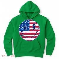 Patriotic USA American Flag Smiley Emoji Hoodie thumb 0