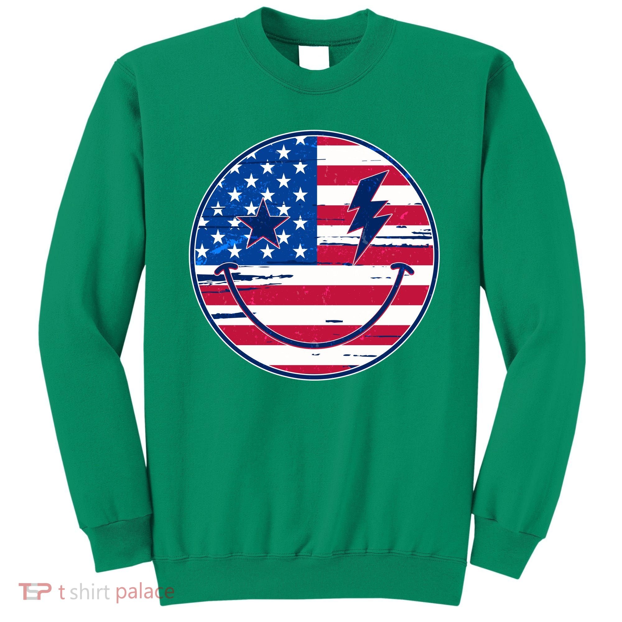 Patriotic USA American Flag Smiley Emoji Sweatshirt