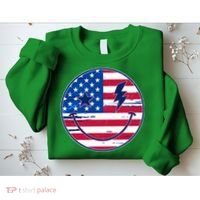Patriotic USA American Flag Smiley Emoji Sweatshirt thumb 2