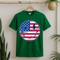 Patriotic USA American Flag Smiley Emoji T-Shirt thumb 2
