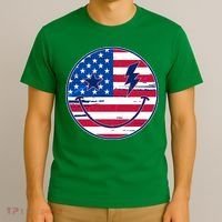 Patriotic USA American Flag Smiley Emoji T-Shirt thumb 3