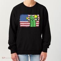 Pickleball US American Flag Pickle With Paddle Pickle Ball Women's Sweatshirt thumb 0