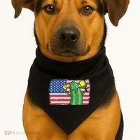 Pickleball US American Flag Pickle With Paddle Pickle Ball USA-Made Doggie Bandana thumb 1