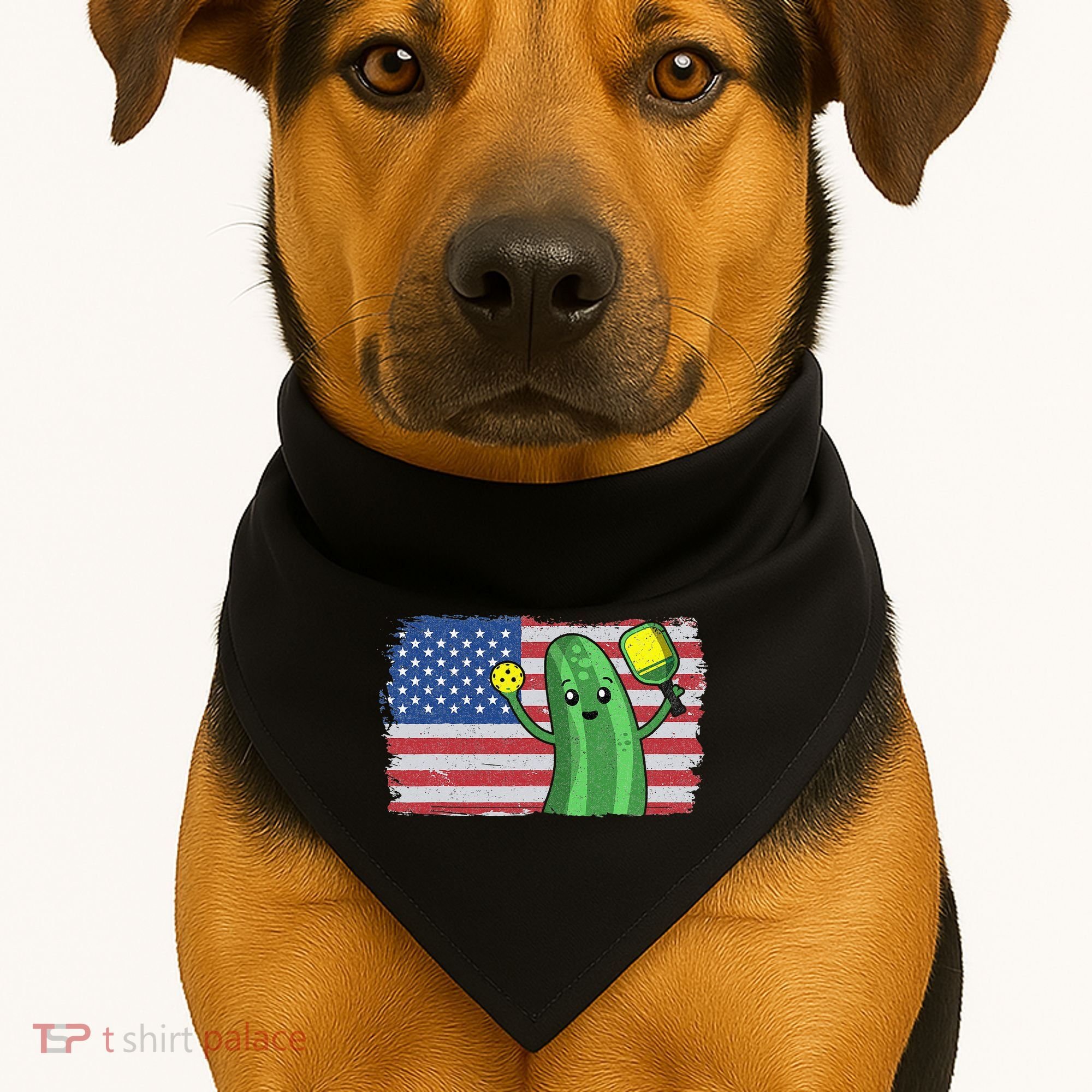 Pickleball US American Flag Pickle With Paddle Pickle Ball USA-Made Doggie Bandana