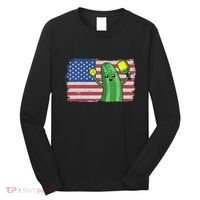 Pickleball US American Flag Pickle With Paddle Pickle Ball Long Sleeve Shirt thumb 0