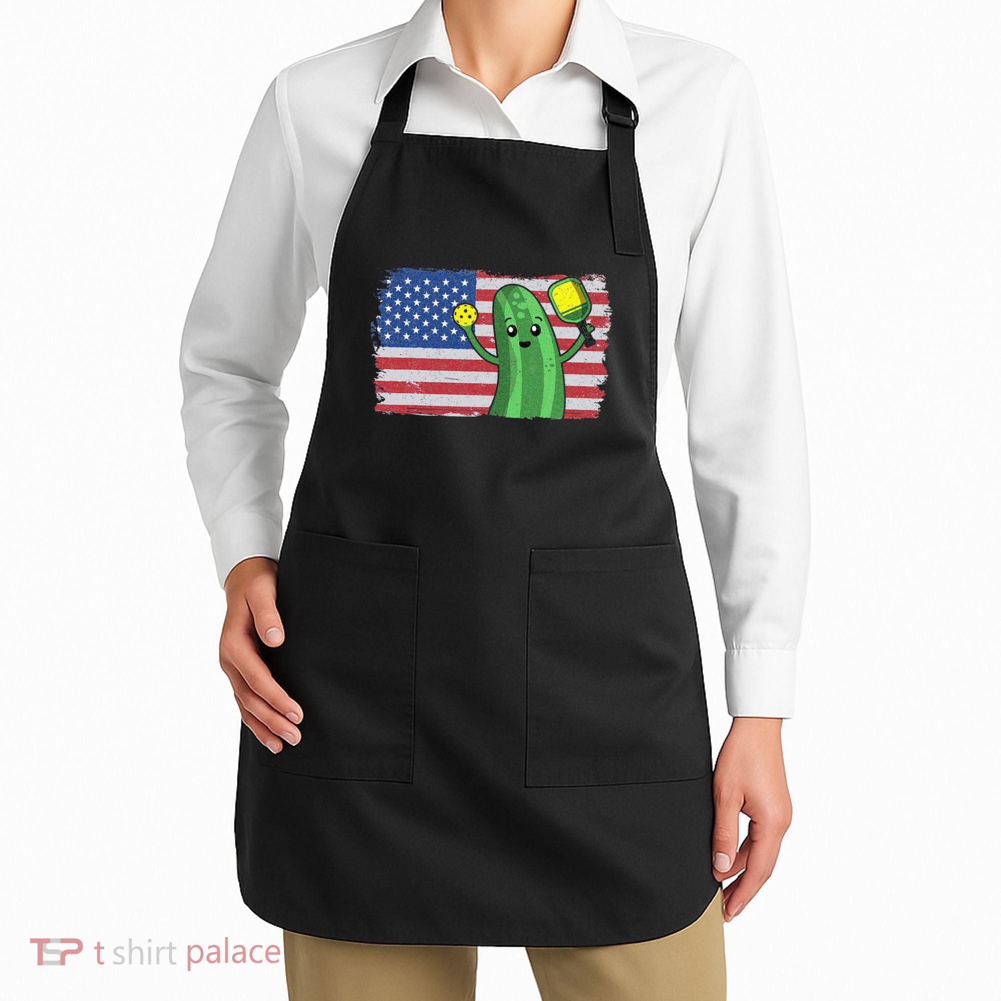 Pickleball US American Flag Pickle With Paddle Pickle Ball Apron