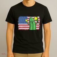 Pickleball US American Flag Pickle With Paddle Pickle Ball T-Shirt thumb 3