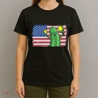 Pickleball US American Flag Pickle With Paddle Pickle Ball T-Shirt thumb 4