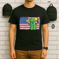 Pickleball US American Flag Pickle With Paddle Pickle Ball T-Shirt thumb 6