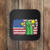 Pickleball US American Flag Pickle With Paddle Pickle Ball Coaster thumb 0