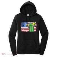 Pickleball US American Flag Pickle With Paddle Pickle Ball Women's Hoodie thumb 0