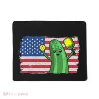 Pickleball US American Flag Pickle With Paddle Pickle Ball Mousepad thumb 0