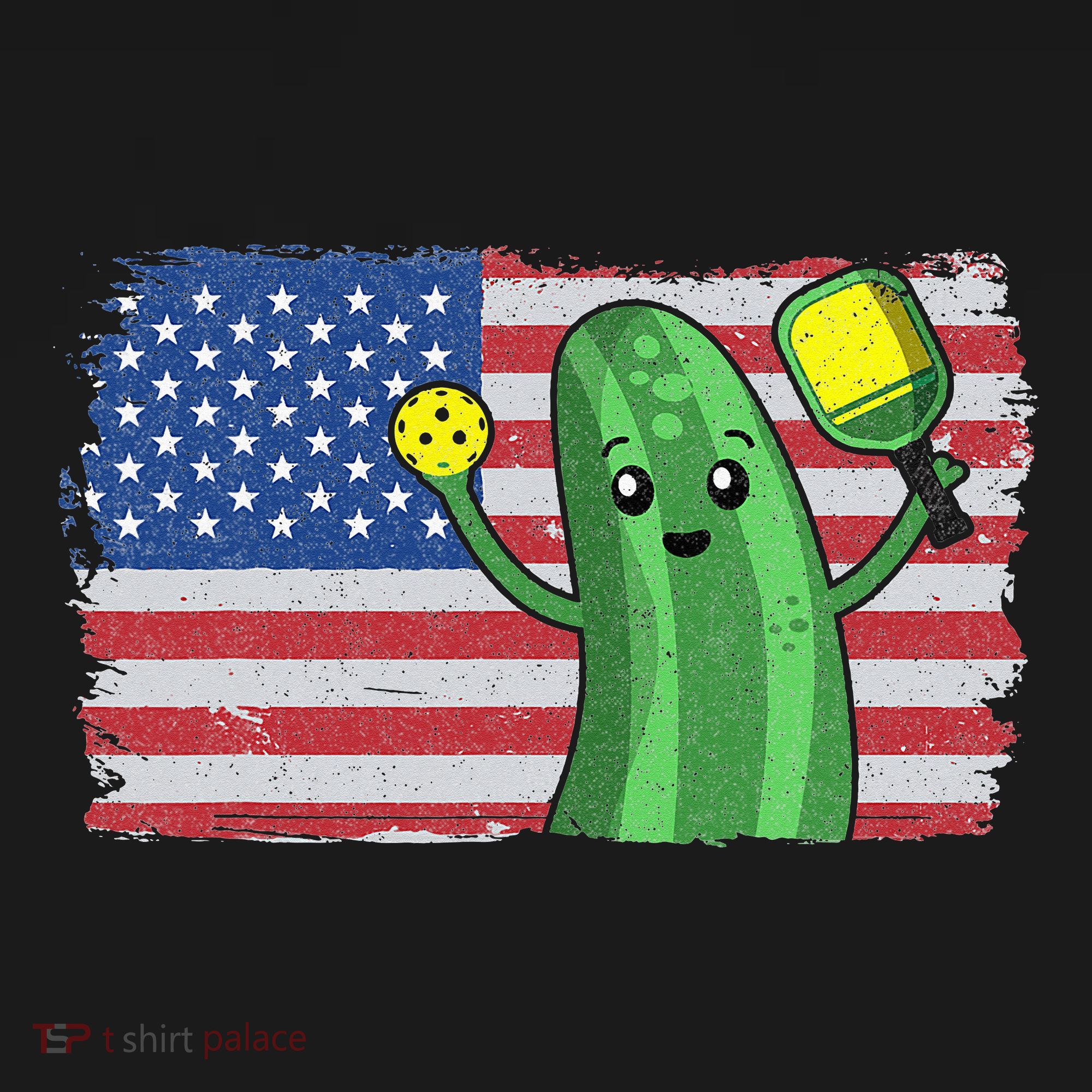 Pickleball US American Flag Pickle With Paddle Pickle Ball Mousepad