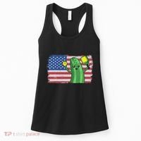 Pickleball US American Flag Pickle With Paddle Pickle Ball Women's Tank Top thumb 0
