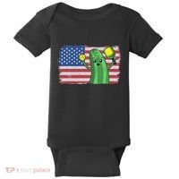 Pickleball US American Flag Pickle With Paddle Pickle Ball Baby Bodysuit thumb 0