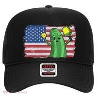 Pickleball US American Flag Pickle With Paddle Pickle Ball Hat thumb 0
