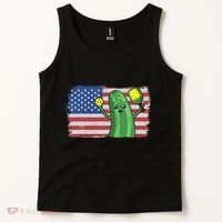 Pickleball US American Flag Pickle With Paddle Pickle Ball Tank Top thumb 2