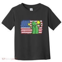 Pickleball US American Flag Pickle With Paddle Pickle Ball Toddler T-Shirt thumb 0