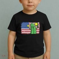 Pickleball US American Flag Pickle With Paddle Pickle Ball Toddler T-Shirt thumb 2