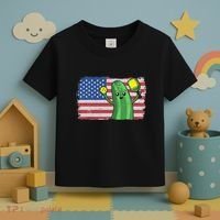 Pickleball US American Flag Pickle With Paddle Pickle Ball Toddler T-Shirt thumb 3