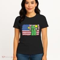 Pickleball US American Flag Pickle With Paddle Pickle Ball Women's T-Shirt thumb 4