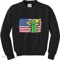 Pickleball US American Flag Pickle With Paddle Pickle Ball Kids Sweatshirt thumb 0