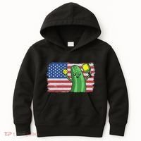 Pickleball US American Flag Pickle With Paddle Pickle Ball Kids Hoodie thumb 0