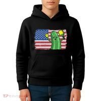Pickleball US American Flag Pickle With Paddle Pickle Ball Kids Hoodie thumb 4