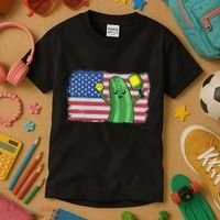 Pickleball US American Flag Pickle With Paddle Pickle Ball Kids T-Shirt thumb 3