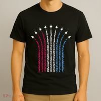 Patriotic Usa American Red White Blue Flag Jets 4th Of July Gift T-Shirt thumb 3