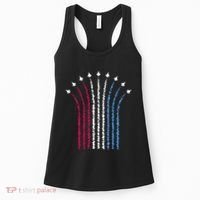 Patriotic Usa American Red White Blue Flag Jets 4th Of July Gift Women's Tank Top thumb 0