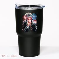 Patriotic Usa American Flag Three Wolves Moon Tumbler thumb 0