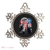 Patriotic Usa American Flag Three Wolves Moon Ornament thumb 0