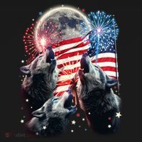 Patriotic Usa American Flag Three Wolves Moon Ornament thumb 1