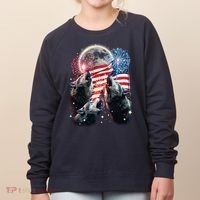 Patriotic Usa American Flag Three Wolves Moon Women's Sweatshirt thumb 0