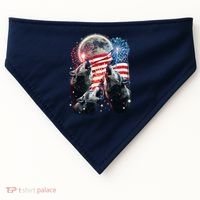 Patriotic Usa American Flag Three Wolves Moon USA-Made Doggie Bandana thumb 0
