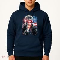 Patriotic Usa American Flag Three Wolves Moon Hoodie thumb 2
