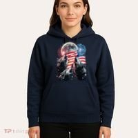 Patriotic Usa American Flag Three Wolves Moon Hoodie thumb 5