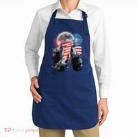 Patriotic Usa American Flag Three Wolves Moon Apron thumb 2
