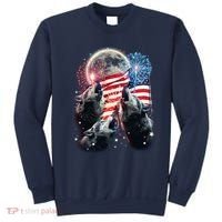 Patriotic Usa American Flag Three Wolves Moon Sweatshirt thumb 0
