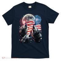 Patriotic Usa American Flag Three Wolves Moon T-Shirt thumb 0