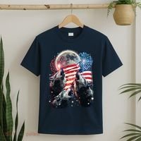 Patriotic Usa American Flag Three Wolves Moon T-Shirt thumb 2