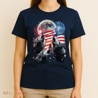 Patriotic Usa American Flag Three Wolves Moon T-Shirt thumb 4