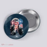 Patriotic Usa American Flag Three Wolves Moon Button thumb 0