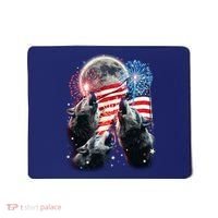 Patriotic Usa American Flag Three Wolves Moon Mousepad thumb 0