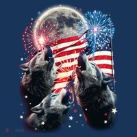 Patriotic Usa American Flag Three Wolves Moon Mousepad thumb 1